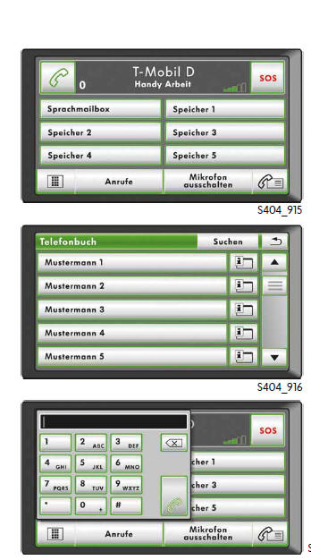 Panneaux de commande du prééquipement universel pour téléphone mobile UHV Premium light sur l'écran tactile du RCD 510 et RNS 510