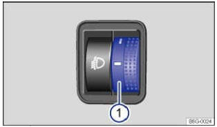 Fig. 95 À côté du volant : molette de réglage du site des projecteurs 1