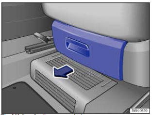 Fig. 131 Sous le siège avant : tiroir