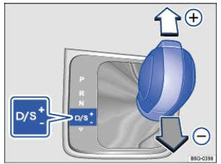 Fig. 149 Levier sélecteur dans la voie de passage Tiptronic