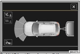 Fig. 164 Affichage à l'écran du système d'aide au stationnement (ParkPilot) lorsqu'une remorque est tractée