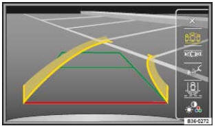 Fig. 166 Affichage de la caméra de recul : mode 1 activé