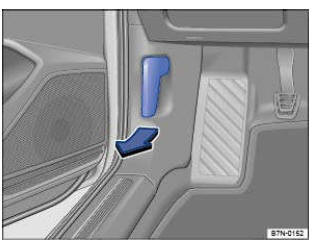 Fig. 226 Au plancher du côté conducteur : levier de déverrouillage du capot-moteur