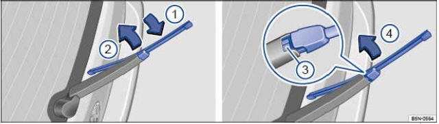 Fig. 243 Remplacement du balai d'essuie-glace arrière