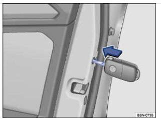 Fig. 252 Verrouillage d'urgence du véhicule à l'aide de la clé du véhicule