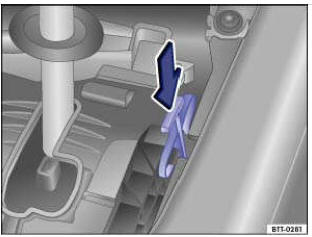 Fig. 256 Grille de guidage: déverrouillage d'urgence du blocage du levier sélecteur