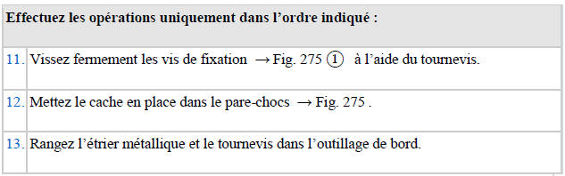 Remplacement des ampoules dans le pare-chocs avant