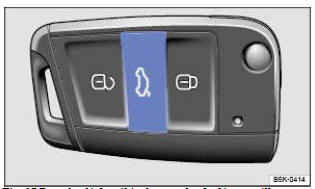 Fig. 37 Dans la clé du véhicule : touche de déverrouillage capot arrière