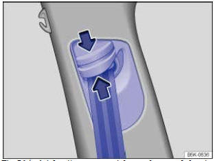 Fig. 76 À côté des sièges avant : réglage en hauteur de la ceinture